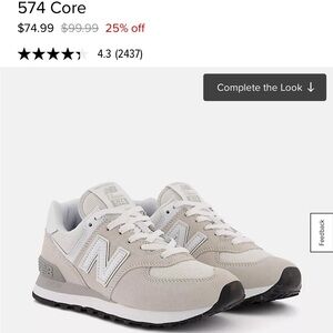New Balance Light Gray & White 574 Classic Sneakers 9.5
